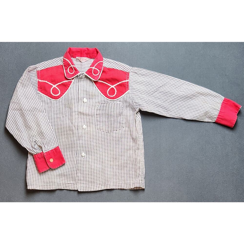 Vintage Boys Size 7 Classic Western Cowboy Long Sleeve Button up Shirt